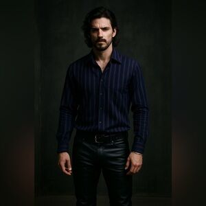 Bugatchi Uomo Men’s Purple Striped Button-Up Shirt L | Retro Y2K Goth Grunge